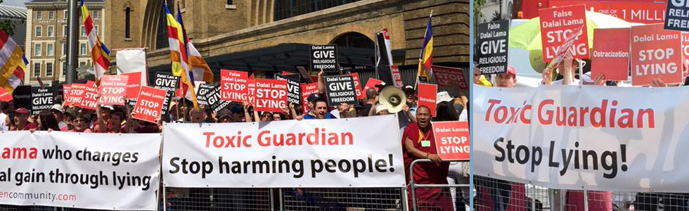 Dalai Lama protesters - International Shugden Community (ISC) againt The Guardian