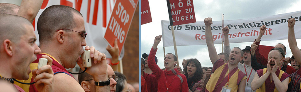 Protests against Dalai Lama by New Kadampa Tradition via Western Shugden Society (WSS) in England and Germany, 2008