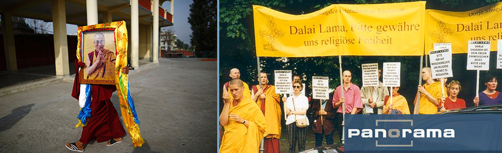 Protests against the Dalai Lama by New Kadampa Tradition via Shugden Supporters Community (SSC) in Berlin, Tempodrom, 8 June 1998