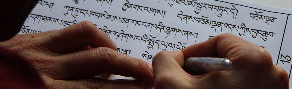 Monk writing the Sangháta Sutra