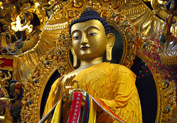 Buddha statue at Ananda Spa, Ananda in the Himalayas, The Palace Estate, Narendra Nagar, Tehri Garhwal, Uttarakhand, India.