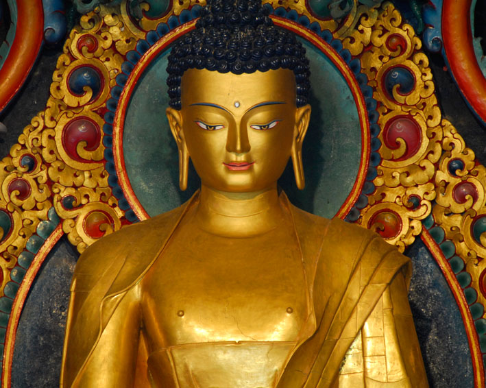 Golden Buddha statue in Bodhgaya, 2007, Bodhgaya, India.